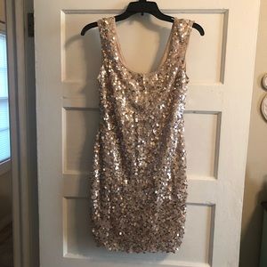 Guess Sequined Dress Rose Gold Colored
